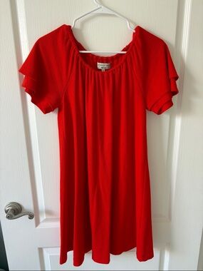 Madewell Red Short Sleeve Swing Dress